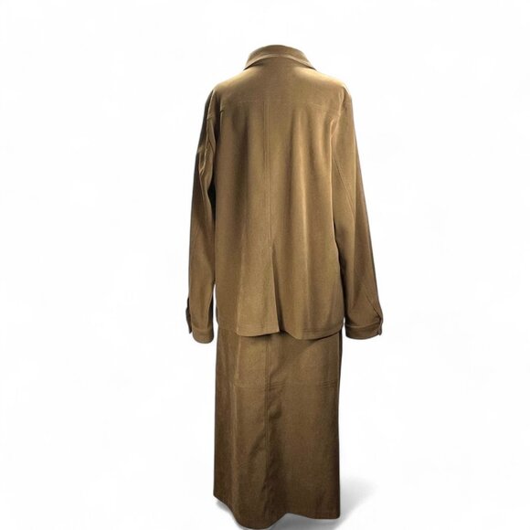 Casual Corner Annex Women's Brown 2 Pc Suit Set Soft Jacket Skirt Size XL - Picture 3 of 15